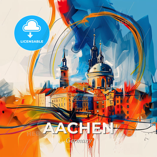 Vibrant Aachen, Germany - A Painting Of A City - Square format print template