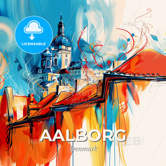 Vibrant Aalborg, Denmark - A Painting Of A City - Square format print template