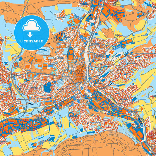 Colorful Aalen Street Map with Labels and Buildings