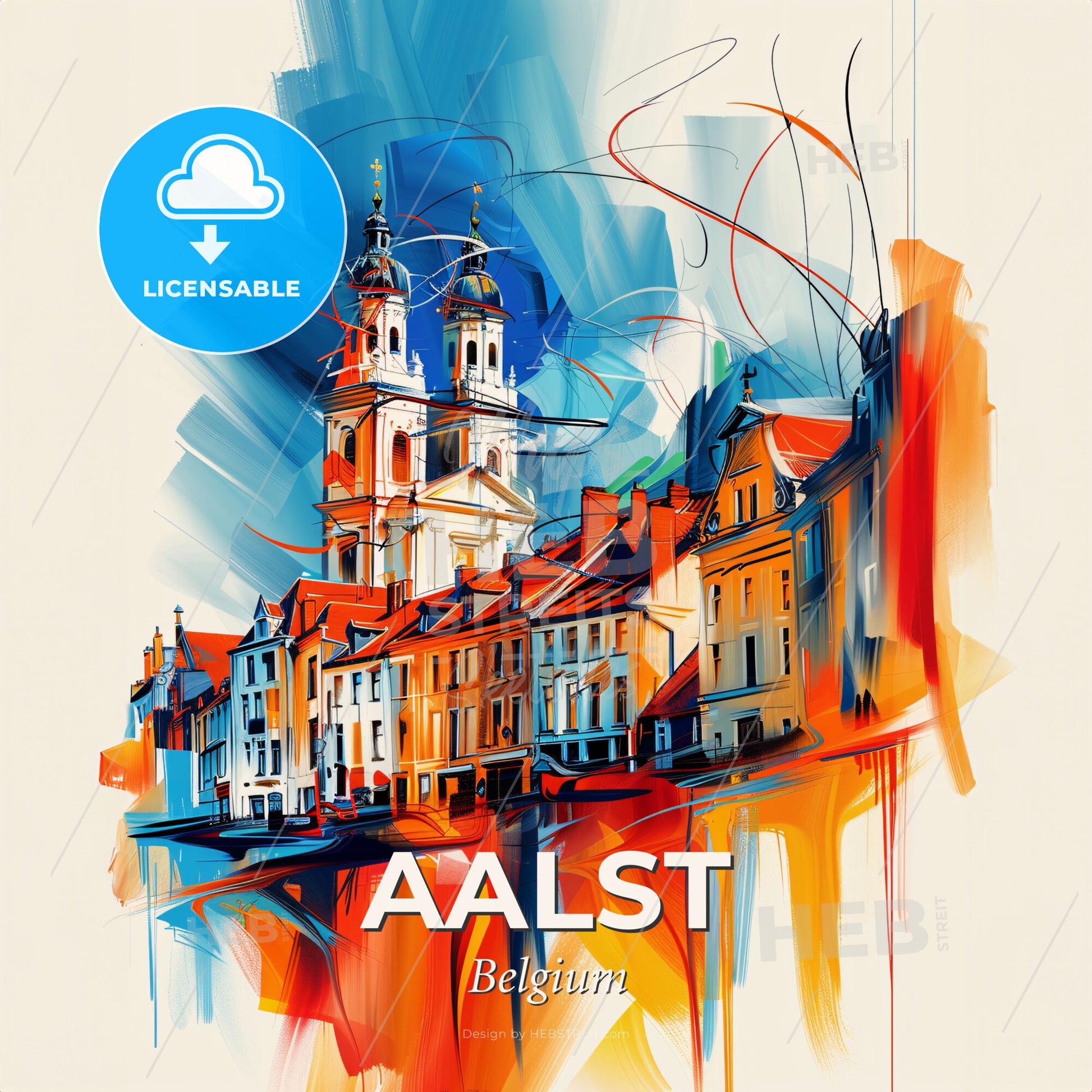 Vibrant Aalst , Belgium - A Painting Of A Building - Square format print template