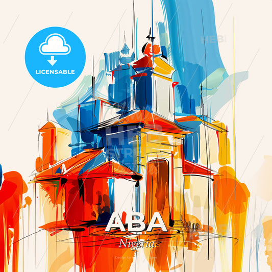 Vibrant Aba, Nigeria - A Painting Of A Building - Square format print template