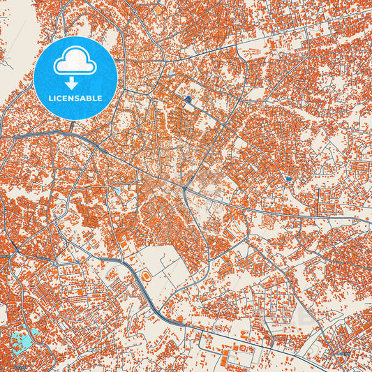 Colorful Abeokuta Street Map with Labels and Buildings