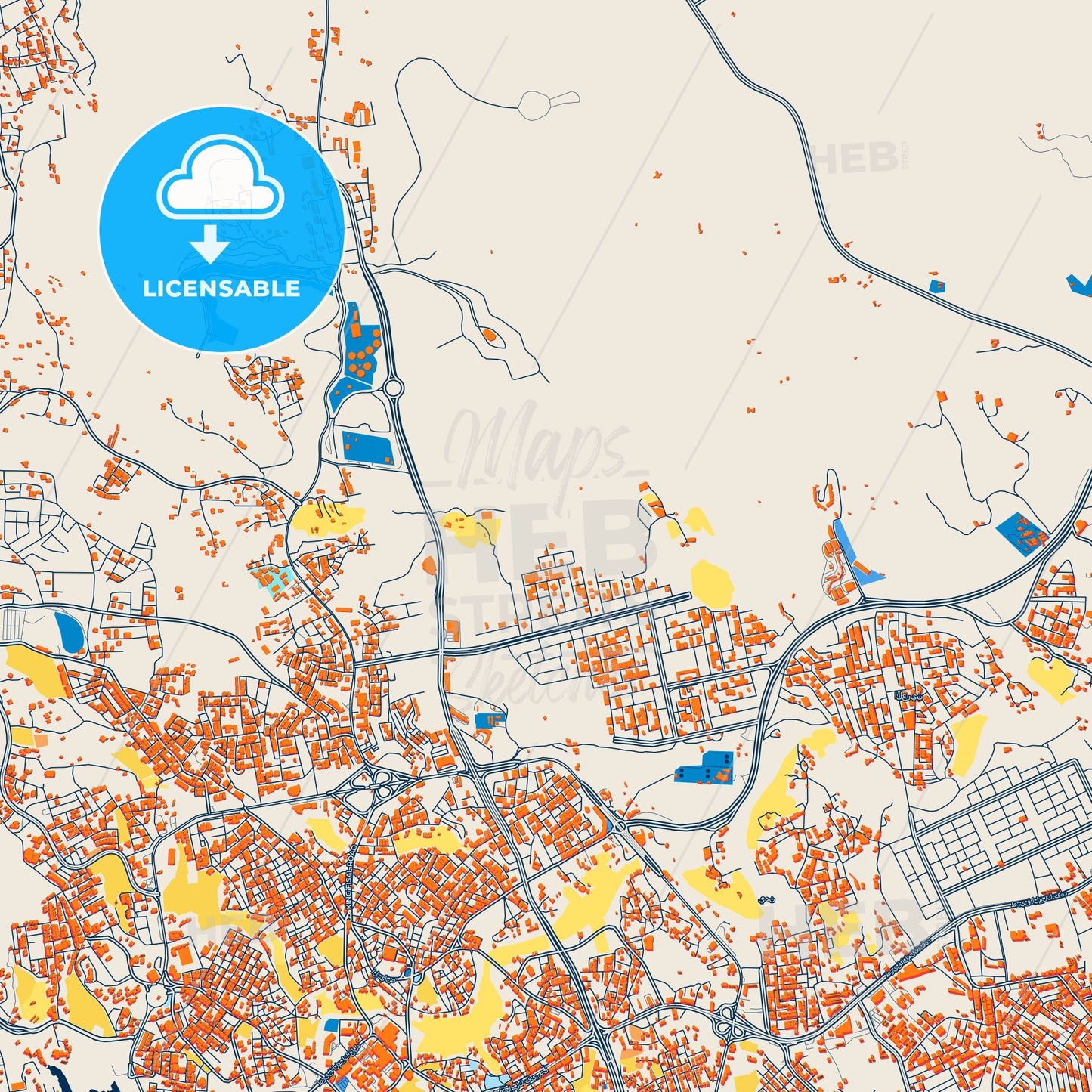 Colorful Abha Street Map with Labels and Buildings