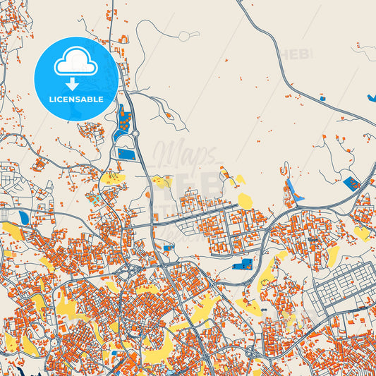 Colorful Abha Street Map with Labels and Buildings
