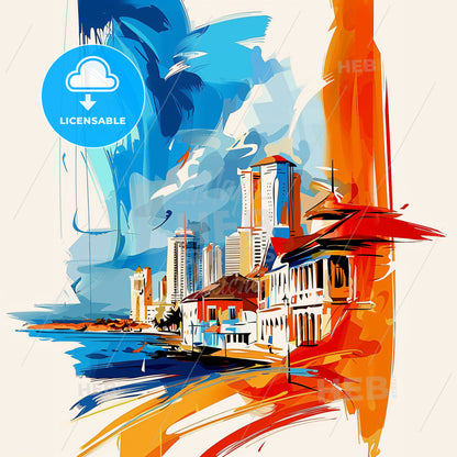 Vibrant Abidjan, Ivory Coast - A Painting Of A City