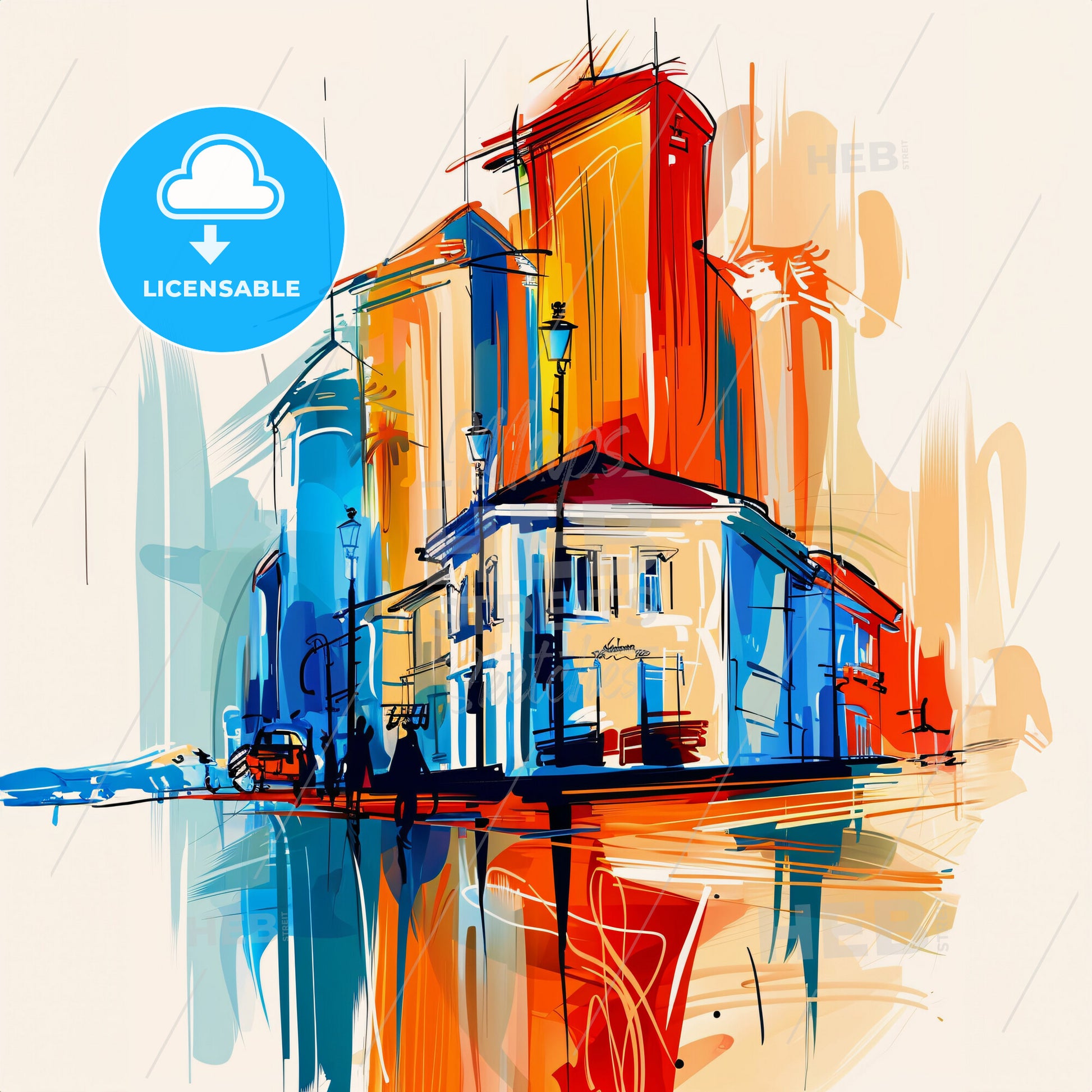 Vibrant Abidjan, Ivory Coast - A Painting Of Buildings And A Street