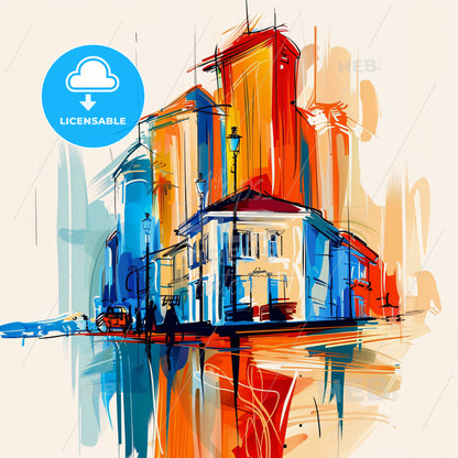 Vibrant Abidjan, Ivory Coast - A Painting Of Buildings And A Street