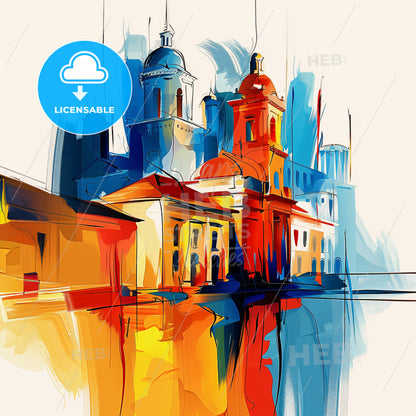 Vibrant Abidjan, Ivory Coast - A Colorful Painting Of A Building