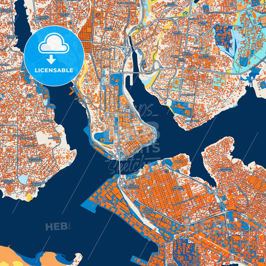 Colorful Abidjan Street Map with Labels and Buildings