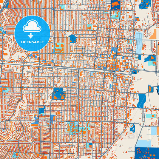 Colorful Abilene Street Map with Labels and Buildings