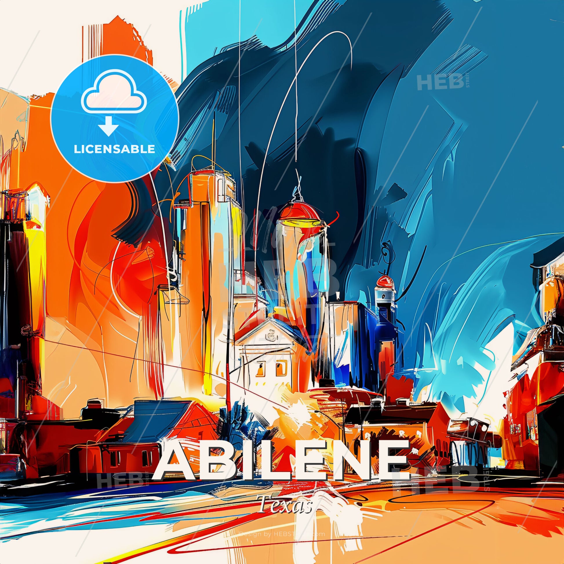 Vibrant Abilene, Texas - A Painting Of A City - Square format print template