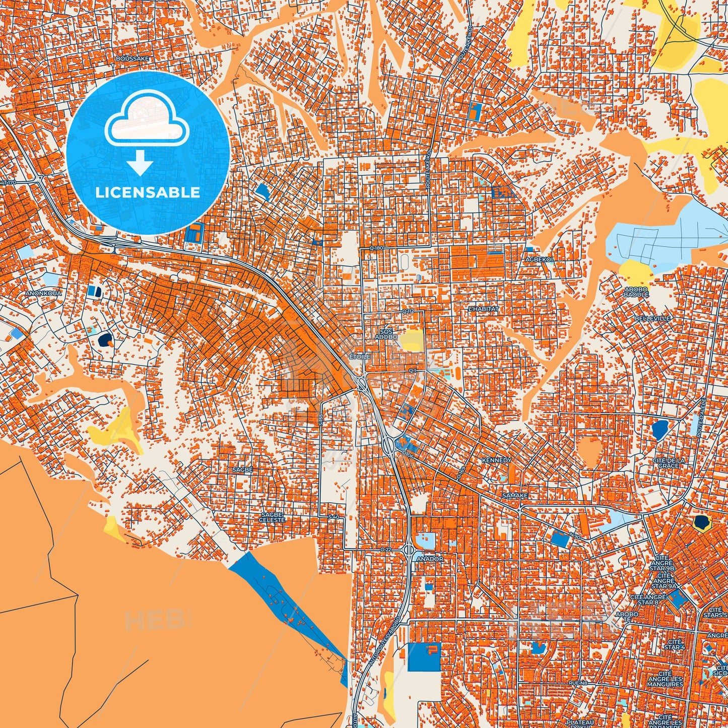 Colorful Abobo Street Map with Labels and Buildings