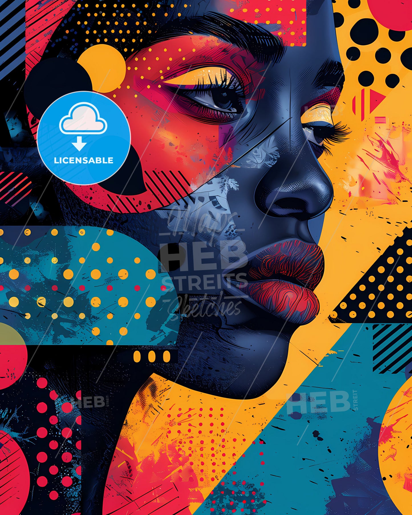 Vibrant African Urban Art: Abstract Human Forms, Patterns & Pastel Colors - Striking Modern Painting