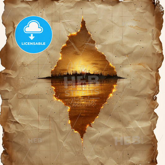 Abstract Art: Or Is It Just Upside Down? - A piece of paper with a reflection of a sunset