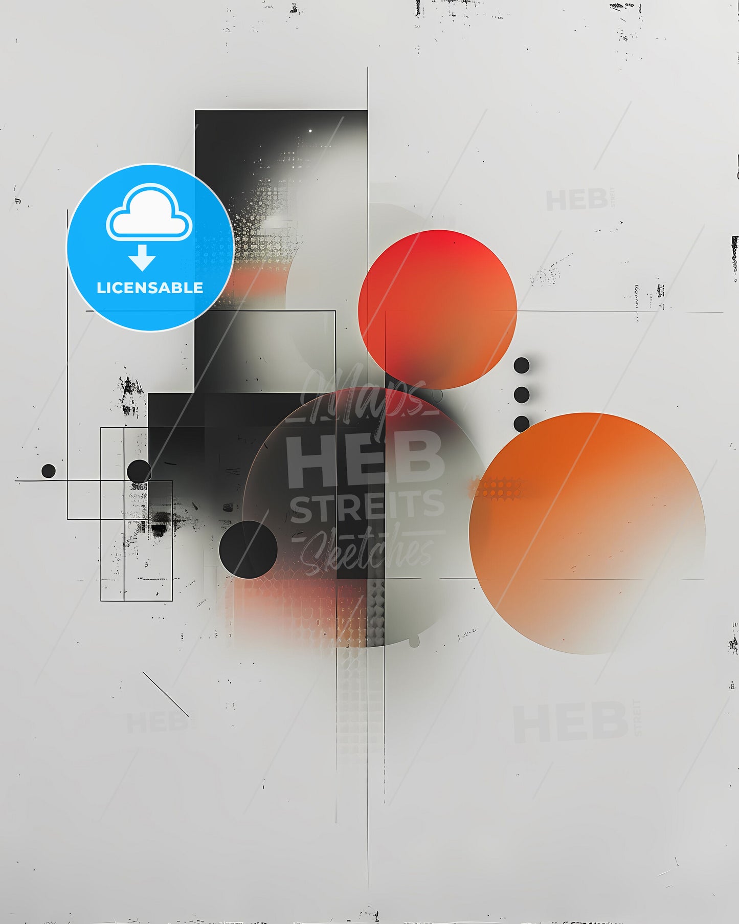 Abstract Geometric Art with AI: Vibrant Painting with Circles and Squares