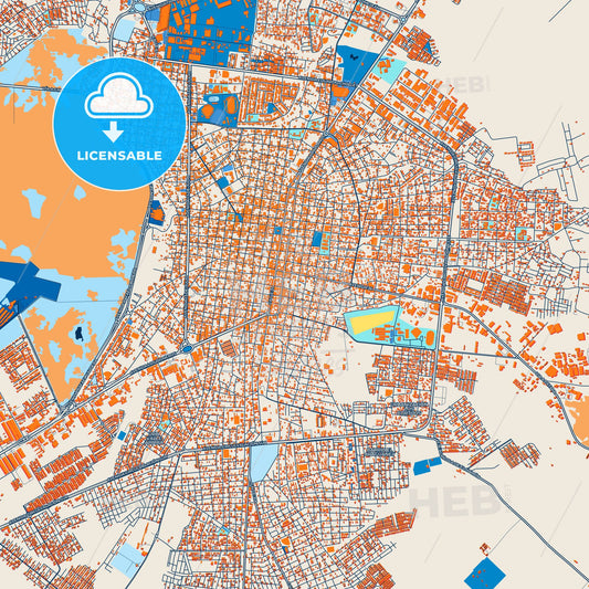 Colorful Acarigua Street Map with Labels and Buildings