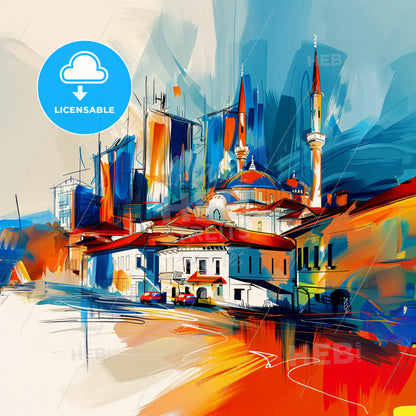 Vibrant Adana, Turkey - A Painting Of A City
