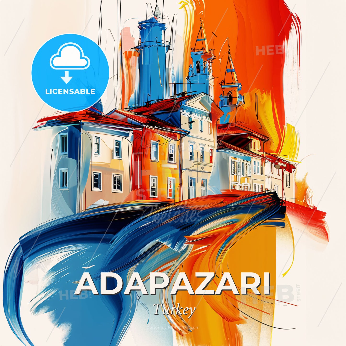 Vibrant Adapazari, Turkey - A Painting Of A Building - Square format print template