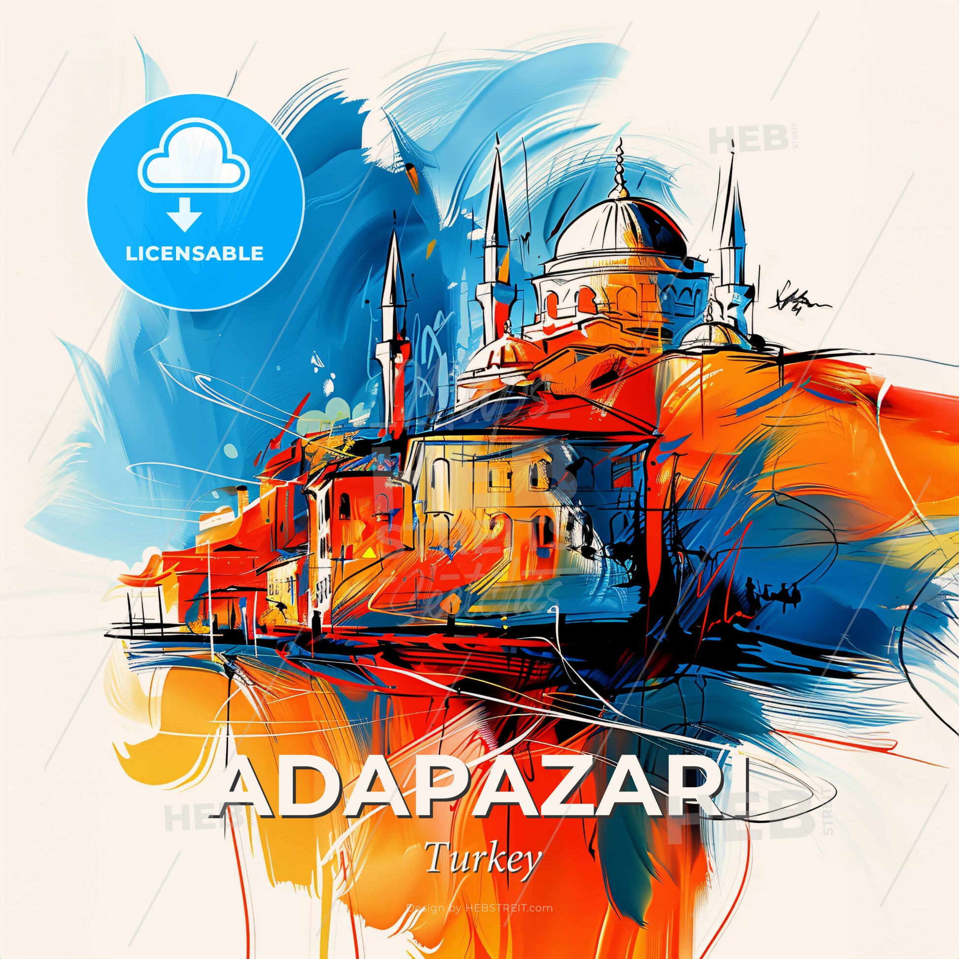 Vibrant Adapazari, Turkey - A Painting Of A City - Square format print template