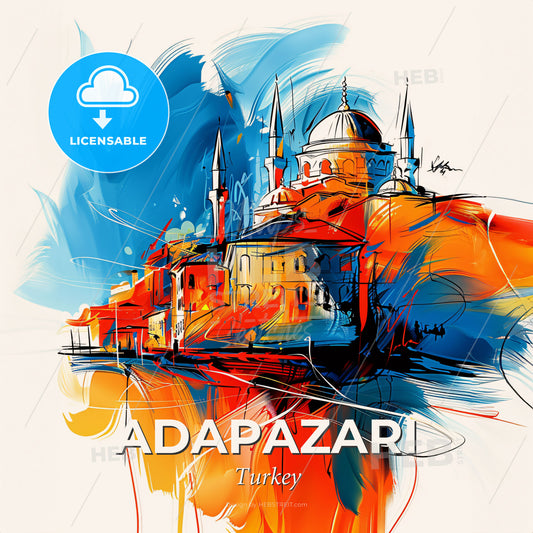 Vibrant Adapazari, Turkey - A Painting Of A City - Square format print template