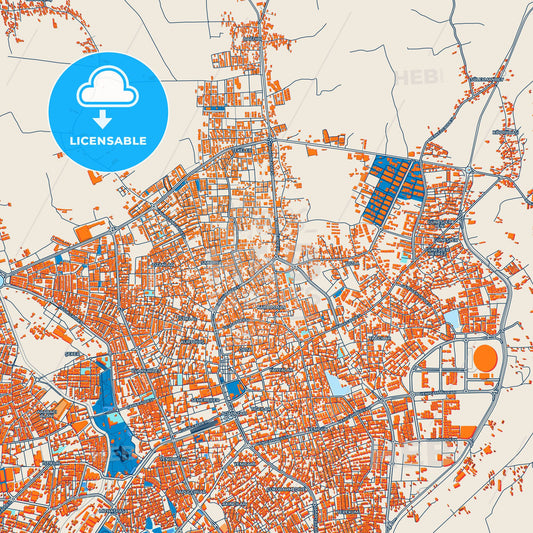 Colorful Adapazarı Street Map with Labels and Buildings