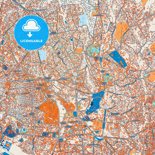Colorful Addis Ababa Street Map with Labels and Buildings