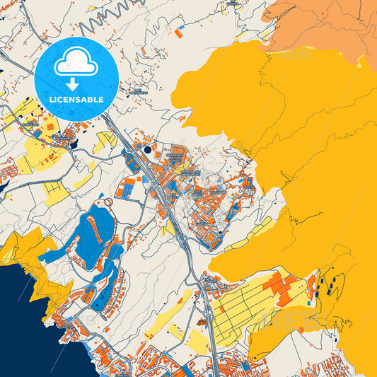 Colorful Adeje Street Map with Labels and Buildings