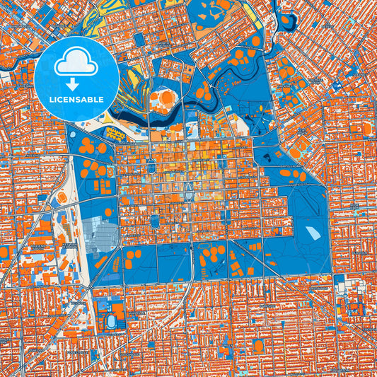 Colorful Adelaide Street Map with Labels and Buildings