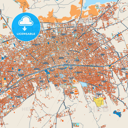 Colorful Adıyaman Street Map with Labels and Buildings