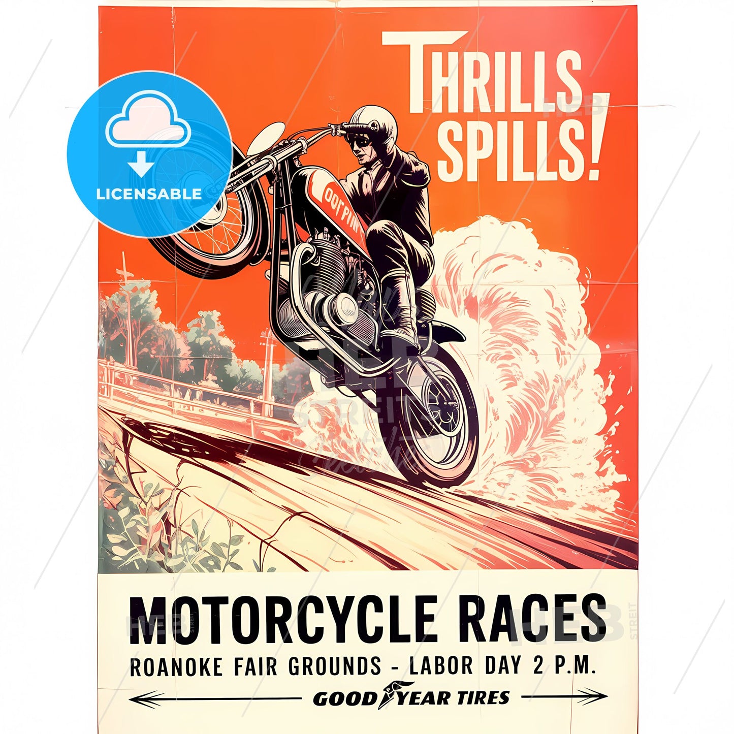 Adrenaline Rush: Classic Motorcycle Racing Vintage Poster