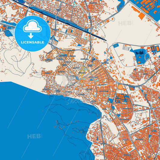 Colorful Afyon Street Map with Labels and Buildings