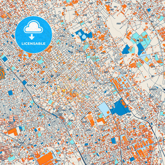 Colorful Ageo Street Map with Labels and Buildings