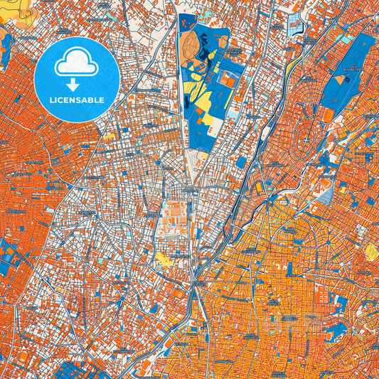 Colorful Agioi Anargyroi Street Map with Labels and Buildings