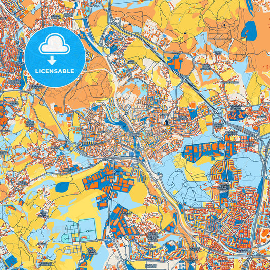 Colorful Agualva-Cacém Street Map with Labels and Buildings