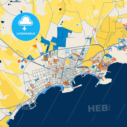 Colorful Águilas Street Map with Labels and Buildings