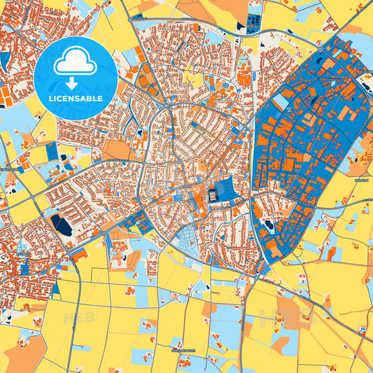 Colorful Ahaus Street Map with Labels and Buildings