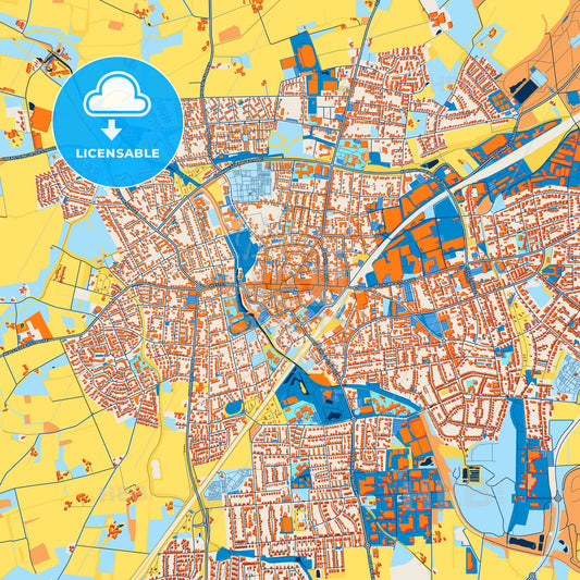 Colorful Ahlen Street Map with Labels and Buildings