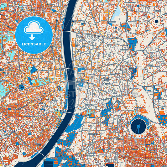 Colorful Ahmedabad Street Map with Labels and Buildings