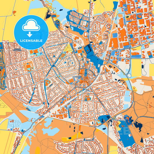 Colorful Ahrensburg Street Map with Labels and Buildings