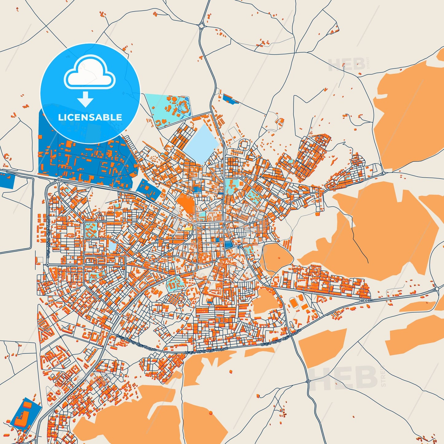 Colorful Ain Beida Street Map with Labels and Buildings