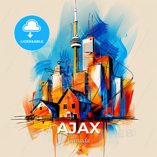 Vibrant Ajax, Canada - A Painting Of A City - Square format print template
