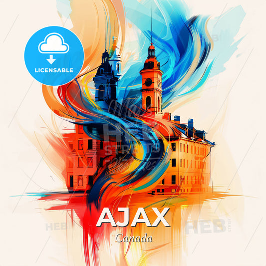 Vibrant Ajax, Canada - A Painting Of Buildings With Colorful Paint - Square format print template