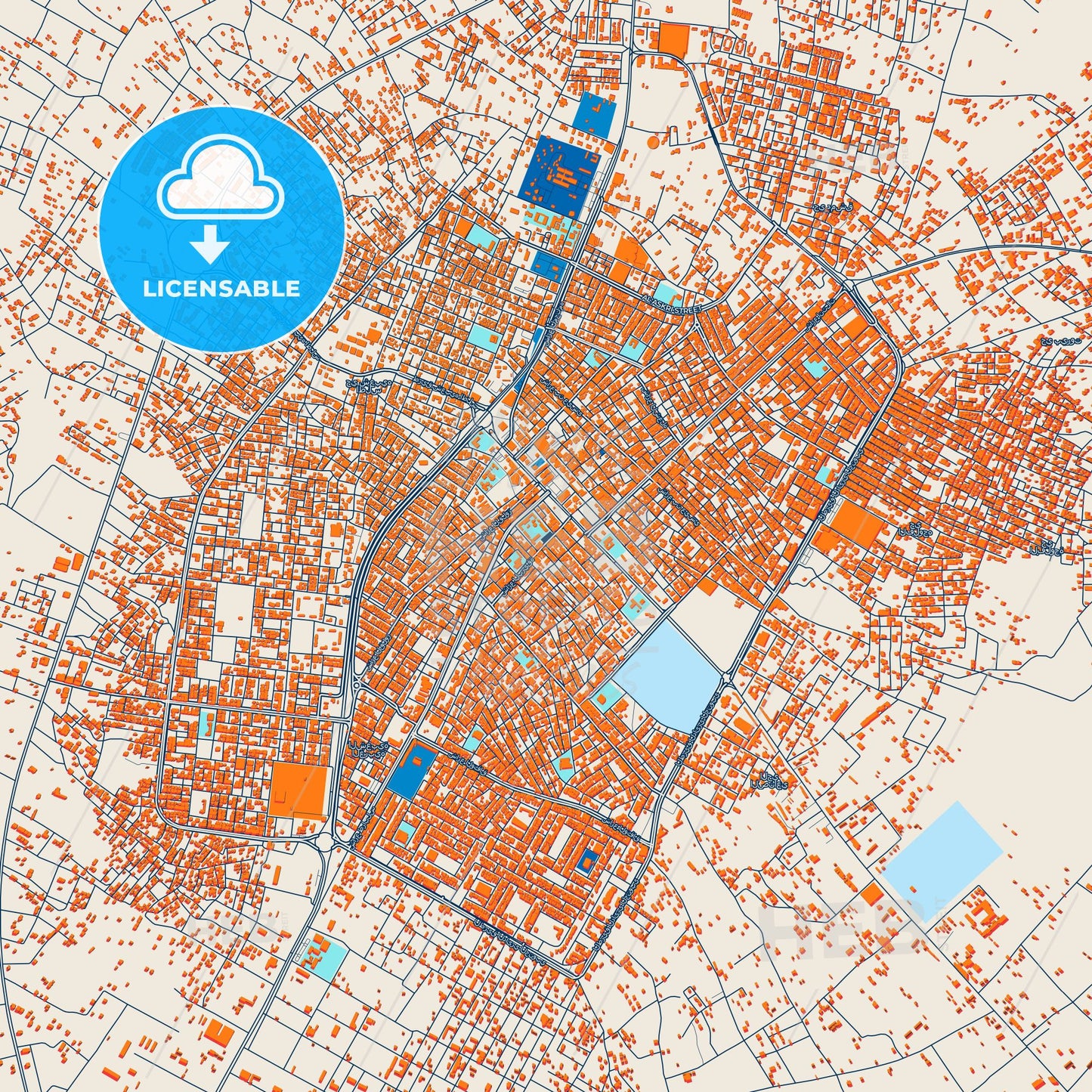 Colorful Ajdabiya Street Map with Labels and Buildings