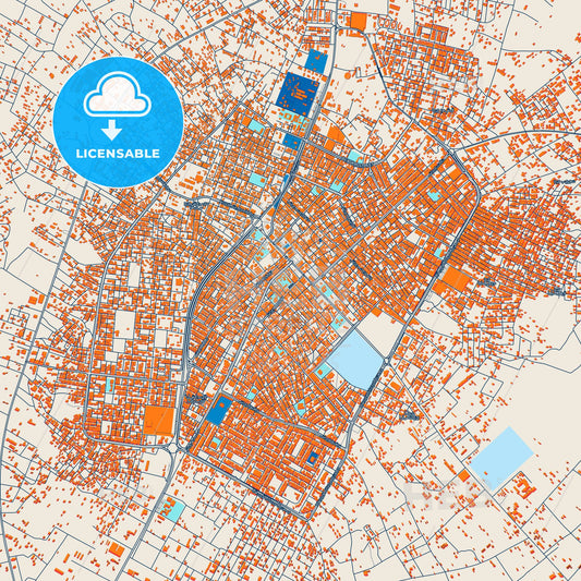 Colorful Ajdabiya Street Map with Labels and Buildings