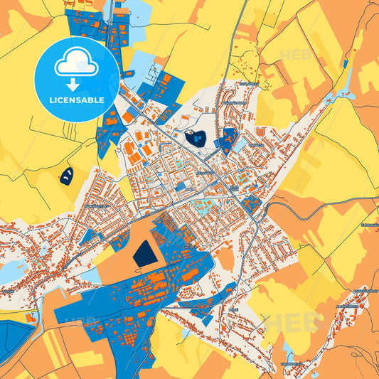 Colorful Ajka Street Map with Labels and Buildings