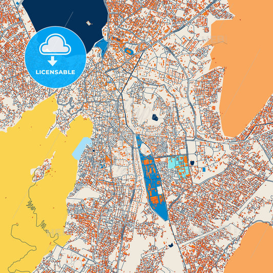 Colorful Ajmer Street Map with Labels and Buildings