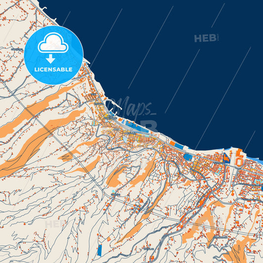 Colorful Akçaabat Street Map with Labels and Buildings