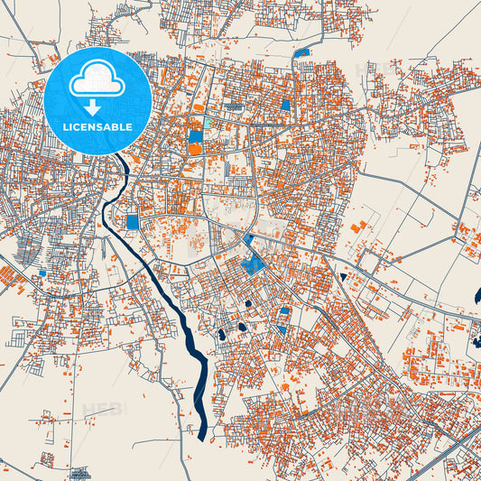 Colorful Akola Street Map with Labels and Buildings