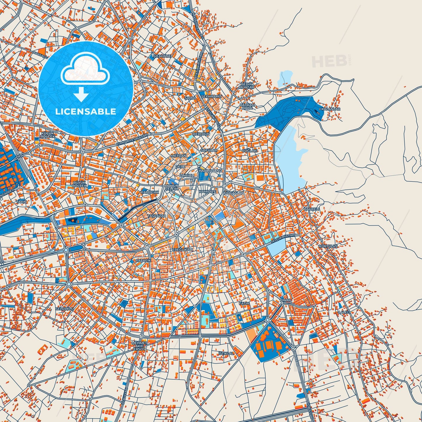 Colorful Aksaray Street Map with Labels and Buildings