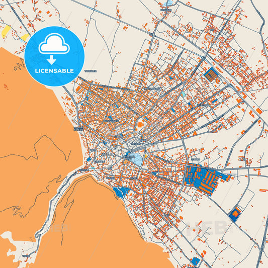Colorful Akşehir Street Map with Labels and Buildings
